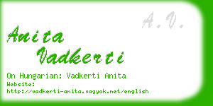 anita vadkerti business card